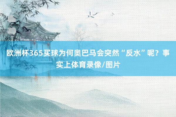 欧洲杯365买球为何奥巴马会突然“反水”呢？事实上体育录像/图片