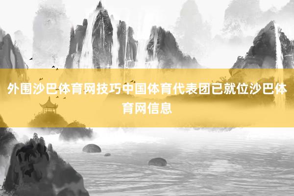 外围沙巴体育网技巧中国体育代表团已就位沙巴体育网信息