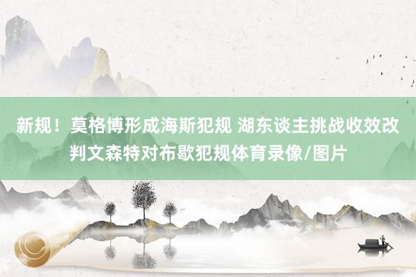 新规！莫格博形成海斯犯规 湖东谈主挑战收效改判文森特对布歇犯规体育录像/图片