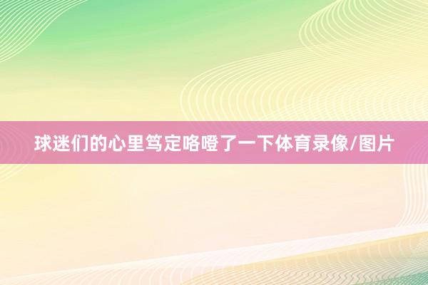 球迷们的心里笃定咯噔了一下体育录像/图片