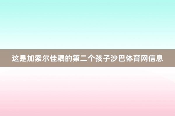 这是加索尔佳耦的第二个孩子沙巴体育网信息