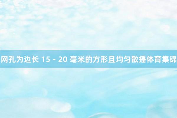 网孔为边长 15 - 20 毫米的方形且均匀散播体育集锦